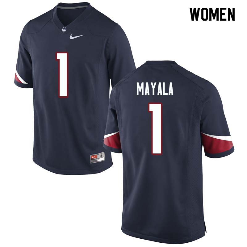 Women #1 Hergy Mayala Uconn Huskies College Football Jerseys Sale-Navy